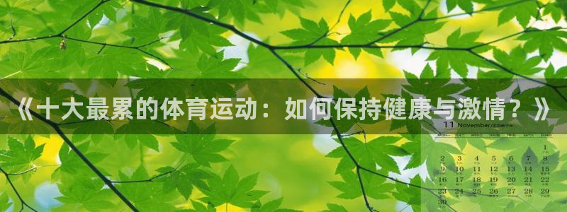 三亿体育网：《十大最累的体育运动：如何保持健康与激情？》